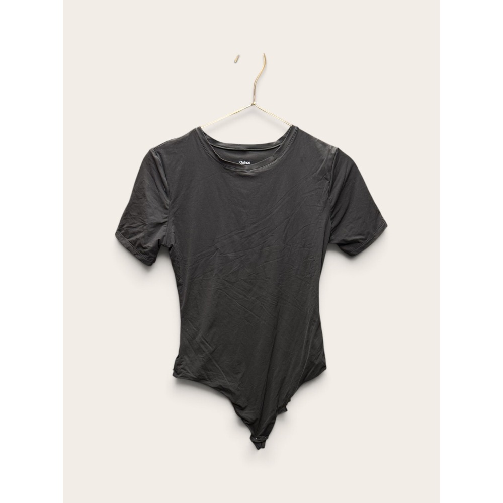 Quince Short Sleeve Crew Neck Bodysuit Charcoal Gray Black Size Medium CMSL001